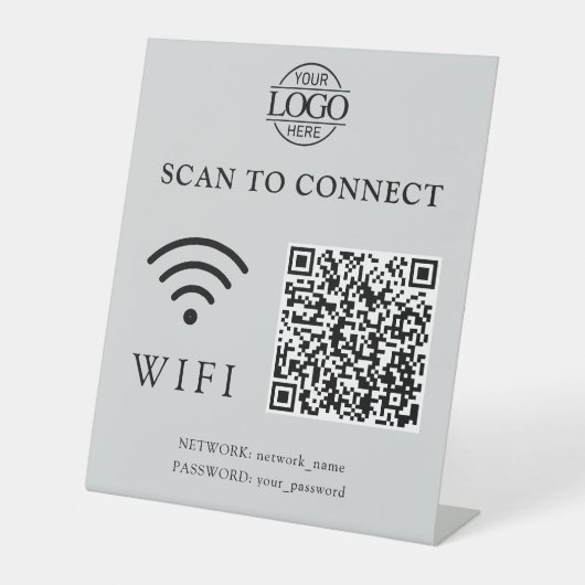 Modern Wifi Password & Network | QR Code Logo Sockelschild (Vorderseite)