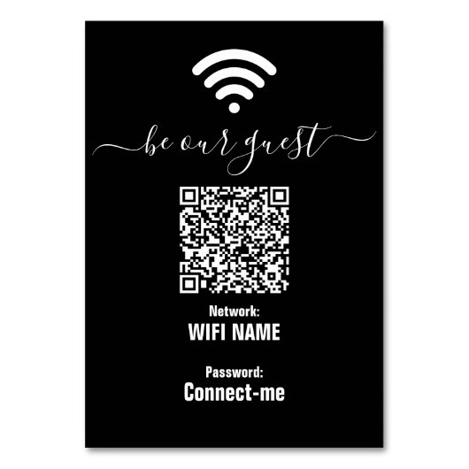 Modern WiFi Password Signieren Minimalistische Tis Tischnummer (Vorderseite)