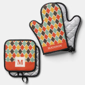 Modern Wikat-Tribal Ofenhandschuh & Topflappen-Set (Vorderseite/Rückseite)