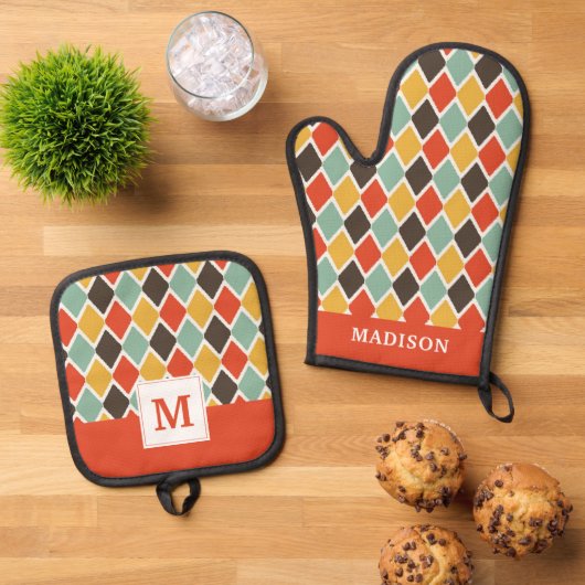 Modern Wikat-Tribal Ofenhandschuh & Topflappen-Set (Oben Unten)