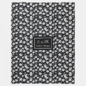 Modern Wild Flowers Blanket Custom Monochrome Fleecedecke (Vorderseite)