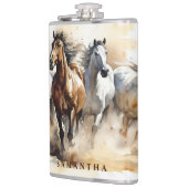 Modern Wild Mustang Pferde Reittiere Wasserfarbe Flachmann (Links)