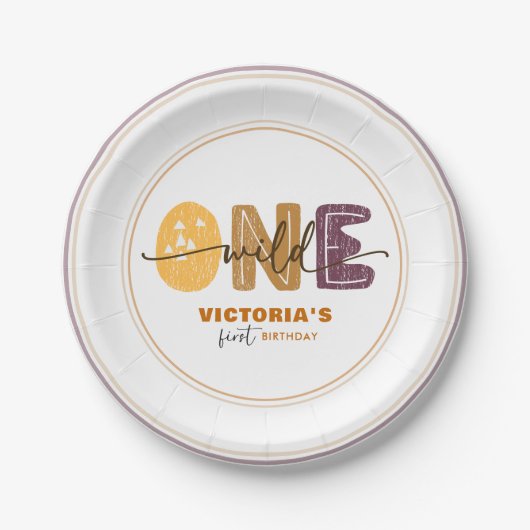 Modern Wild One First Birthday Pappteller (Vorderseite)