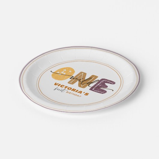 Modern Wild One First Birthday Pappteller (Schrägansicht)