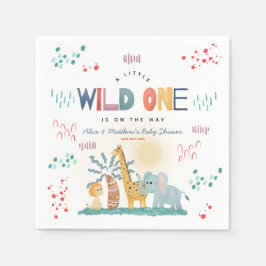 Modern Wild One Safari Animals Boy Baby Shower Serviette