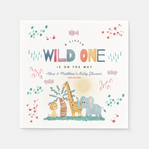 Modern Wild One Safari Animals Boy Baby Shower Serviette