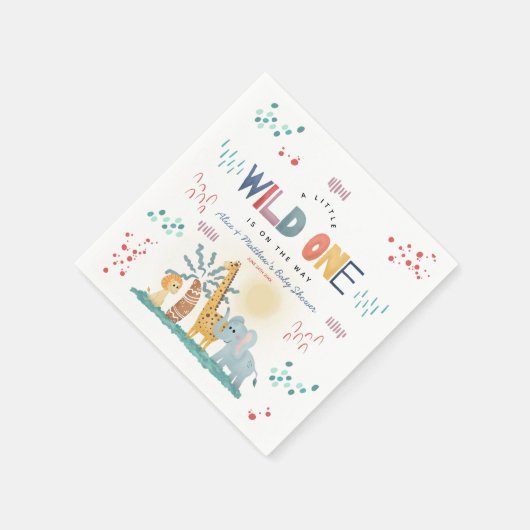 Modern Wild One Safari Animals Boy Baby Shower Serviette (Ecke)