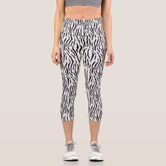 Modern Wild White Tiger Pattern Leggings (Vorderseite)
