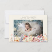 Modern, Wildblume, 2 Foto New Baby Vielen Dank Dankeskarte (Vorderseite)