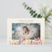 Modern, Wildblume, 2 Foto New Baby Vielen Dank Dankeskarte (Stehend Vorderseite)