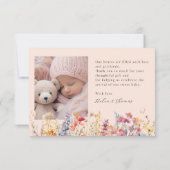 Modern, Wildblume, 2 Foto New Baby Vielen Dank Dankeskarte (Rückseite)