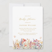 Modern, Wildblume, Babydusche Einladung (Vorderseite)