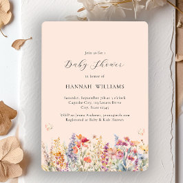 Modern, Wildblume, Babydusche Einladung