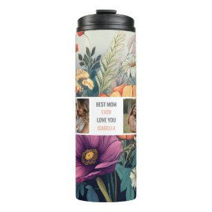 Modern Wildblume Foto Collage - Beste Mama Thermosbecher