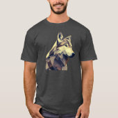 Modern Wilderness: Abstract Geometric Wolf Design T-Shirt (Vorderseite)