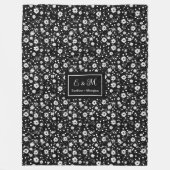 Modern Wildflower Blanket Custom Monochrome Style Fleecedecke (Vorderseite)