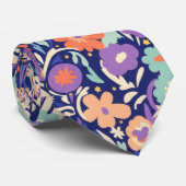Modern Wildflower – Bold Funky Floral  Krawatte (Gerollt)