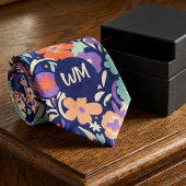Modern Wildflower – Bold Funky Floral  Monogram Krawatte
