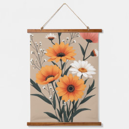 Modern Wildflower Bouquet Botanical Floral Wandteppich Mit Holzrahmen
