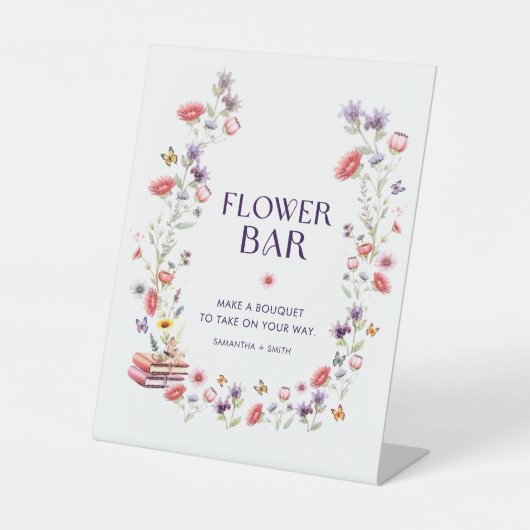 Modern Wildflower Bridal Shower Flower Bar Sockelschild (Vorderseite)