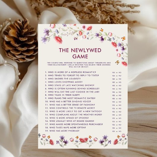Modern Wildflower Newlywed Bridal Shower Game