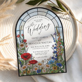 Modern Wildflower Stained Glass Arch Wedding Einladung