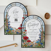Modern Wildflower Stained Glass Arch Wedding Einladung