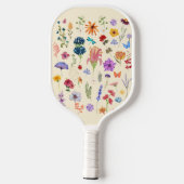 Modern wildflower watercolor  Pattern Custom Name  Pickleball Schläger (Rückseite)