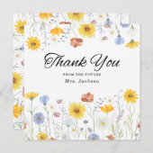 Modern wildflowers spring wedding dankeskarte (Vorne/Hinten)