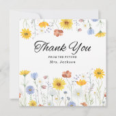 Modern wildflowers spring wedding dankeskarte (Vorderseite)