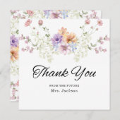 Modern wildflowers spring wedding dankeskarte (Vorne/Hinten)