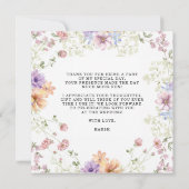 Modern wildflowers spring wedding dankeskarte (Rückseite)