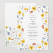 Modern wildflowers spring wedding einladung (Vorne/Hinten)