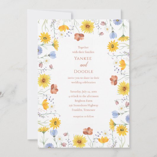 Modern wildflowers spring wedding einladung (Vorderseite)