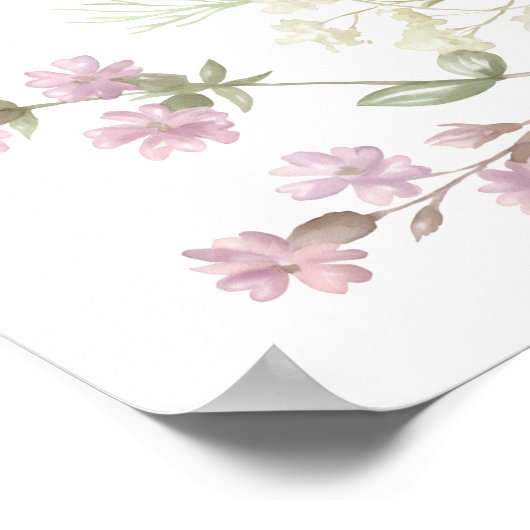 Modern wildflowers spring wedding poster (Ecke)