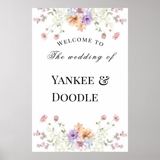 Modern wildflowers spring wedding poster (Vorne)