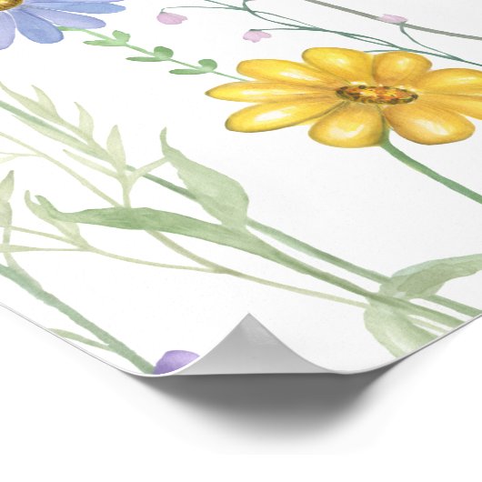 Modern wildflowers spring wedding poster (Ecke)