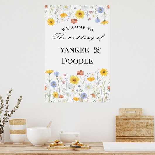 Modern wildflowers spring wedding poster (Küche)