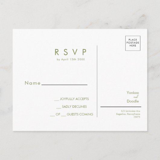 Modern wildflowers spring wedding RSVP Postcard Postkarte (Rückseite)