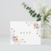 Modern wildflowers spring wedding RSVP Postcard Postkarte (Stehend Vorderseite)