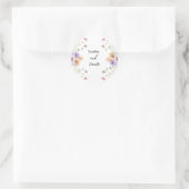Modern wildflowers spring wedding runder aufkleber (Tasche)