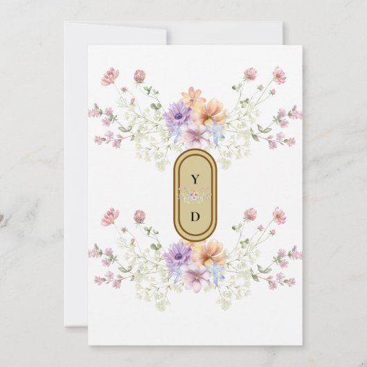 Modern wildflowers spring wedding save the date (Rückseite)