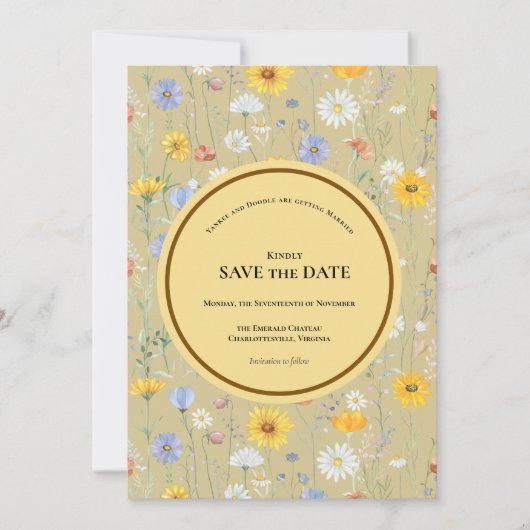Modern wildflowers spring wedding save the date (Vorderseite)