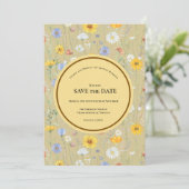 Modern wildflowers spring wedding save the date (Stehend Vorderseite)