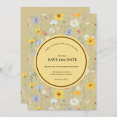 Modern wildflowers spring wedding save the date (Vorne/Hinten)