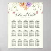 Modern wildflowers spring wedding Seating Chart Poster (Vorne)