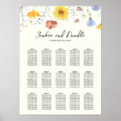 Modern wildflowers spring wedding Seating Chart Poster (Vorne)