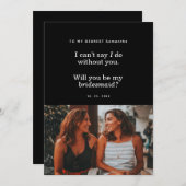 Modern Will You Be My Bridesmaid Photo Card (Vorne/Hinten)