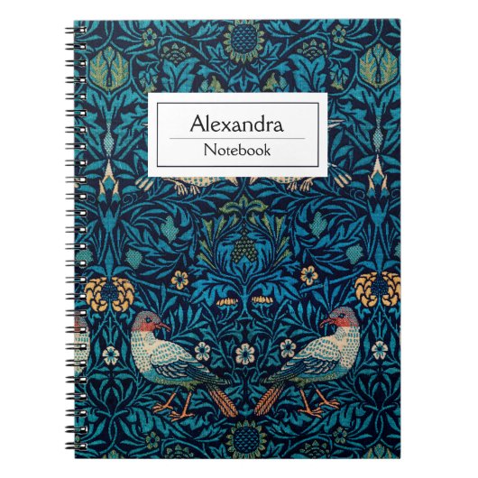 Modern William Morris Monogram Birds Notizblock (Vorderseite)