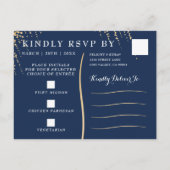 Modern Willow Tree Navy Blue Wedding RSVP Postcard Einladungspostkarte (Rückseite)